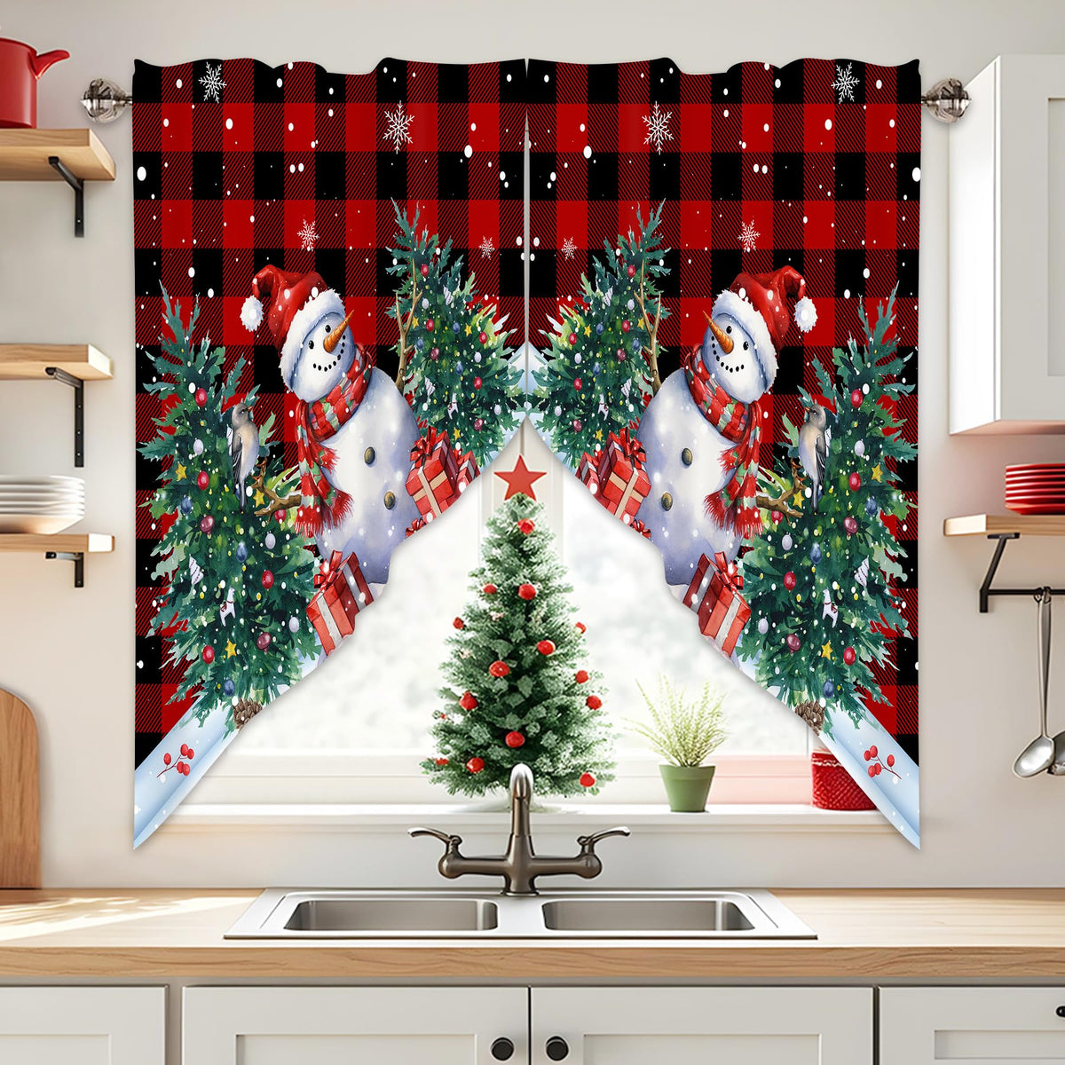 Sage Green Eucalyptus Leaves Swag Curtains 1 Pair, 28x36 in