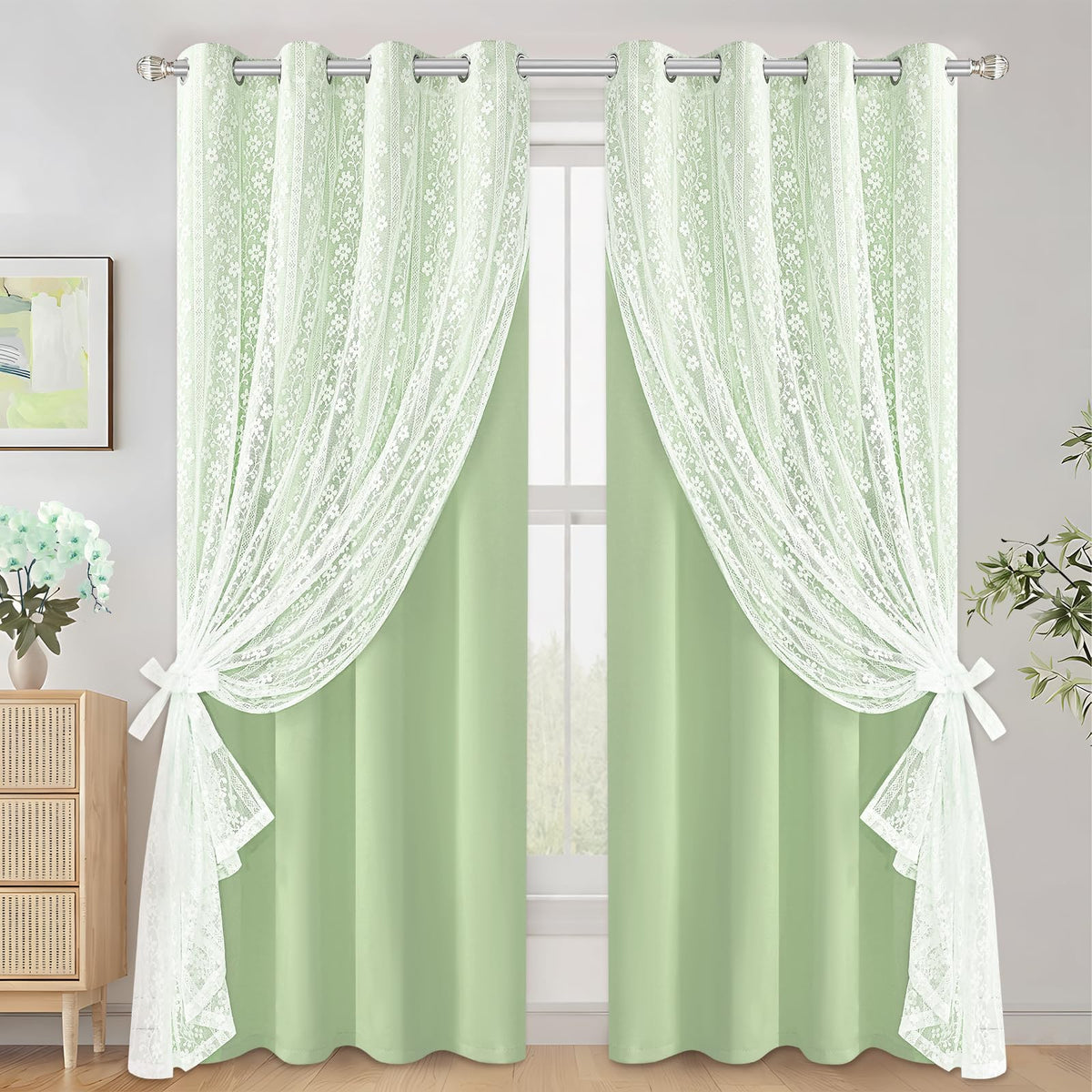 ASPMIZ Linen Kitchen Curtains 36 Inch Length, Double Layered Window Curtain 2 Panel Sets Rod Pocket Short Curtains for Kitchen, Farmhouse Window Treatment Tiers for Bathroom, Cafe, Beige