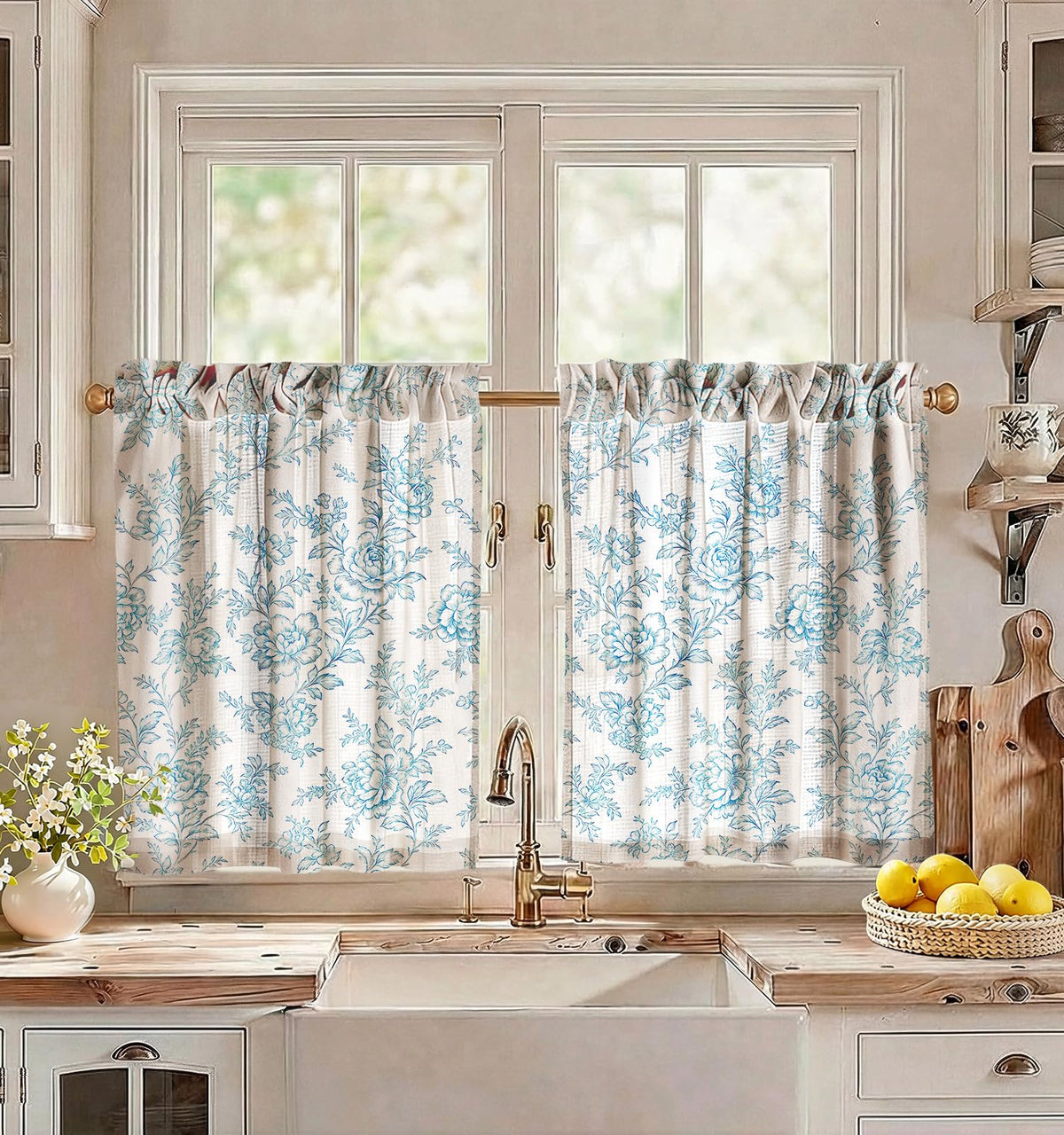 Miss Adola 36 Inch Length Kitchen Tier Curtains, Vintage Floral