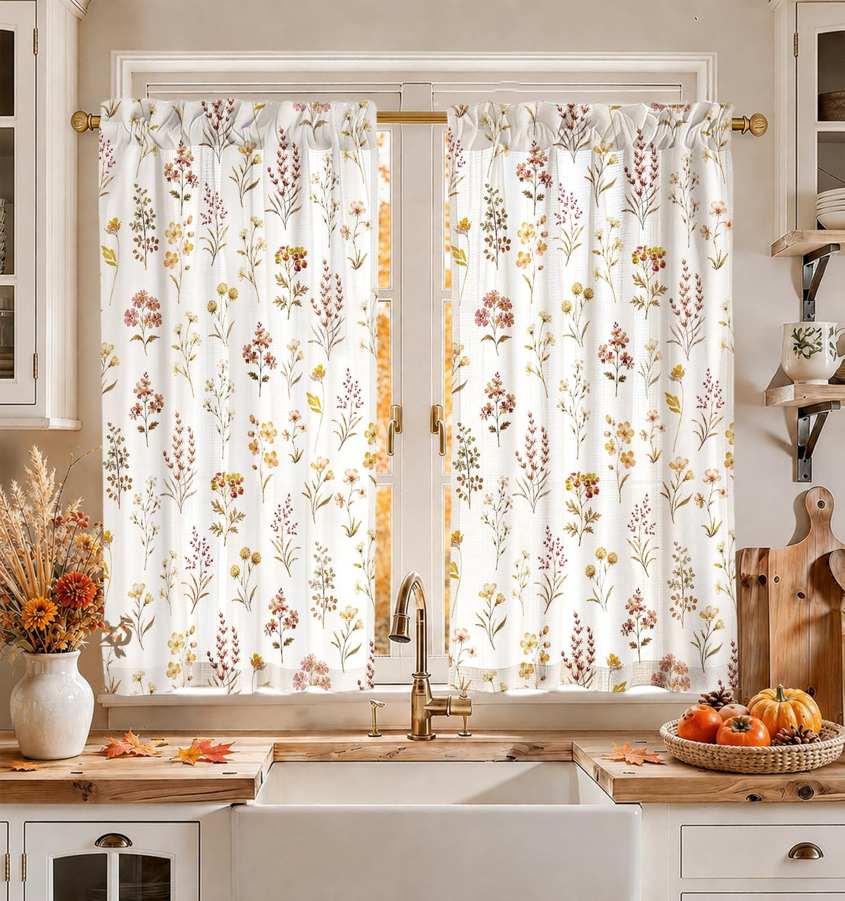 Miss Adola 36 Inch Length Kitchen Tier Curtains, Vintage Floral