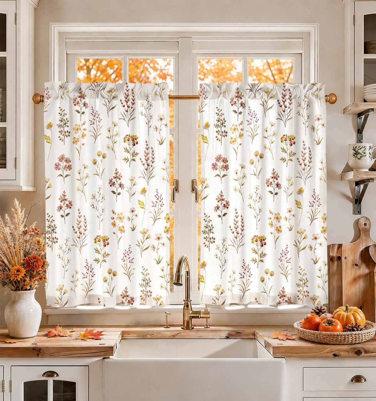 Miss Adola 36 Inch Length Kitchen Tier Curtains, Vintage Floral