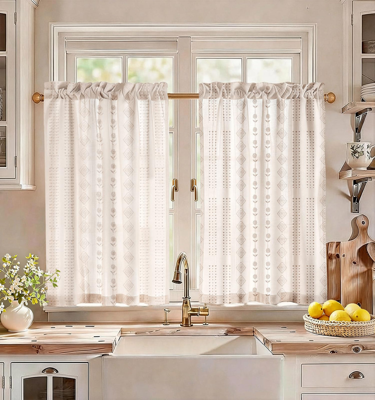 Miss Adola 36 Inch Length Kitchen Tier Curtains, Vintage Floral