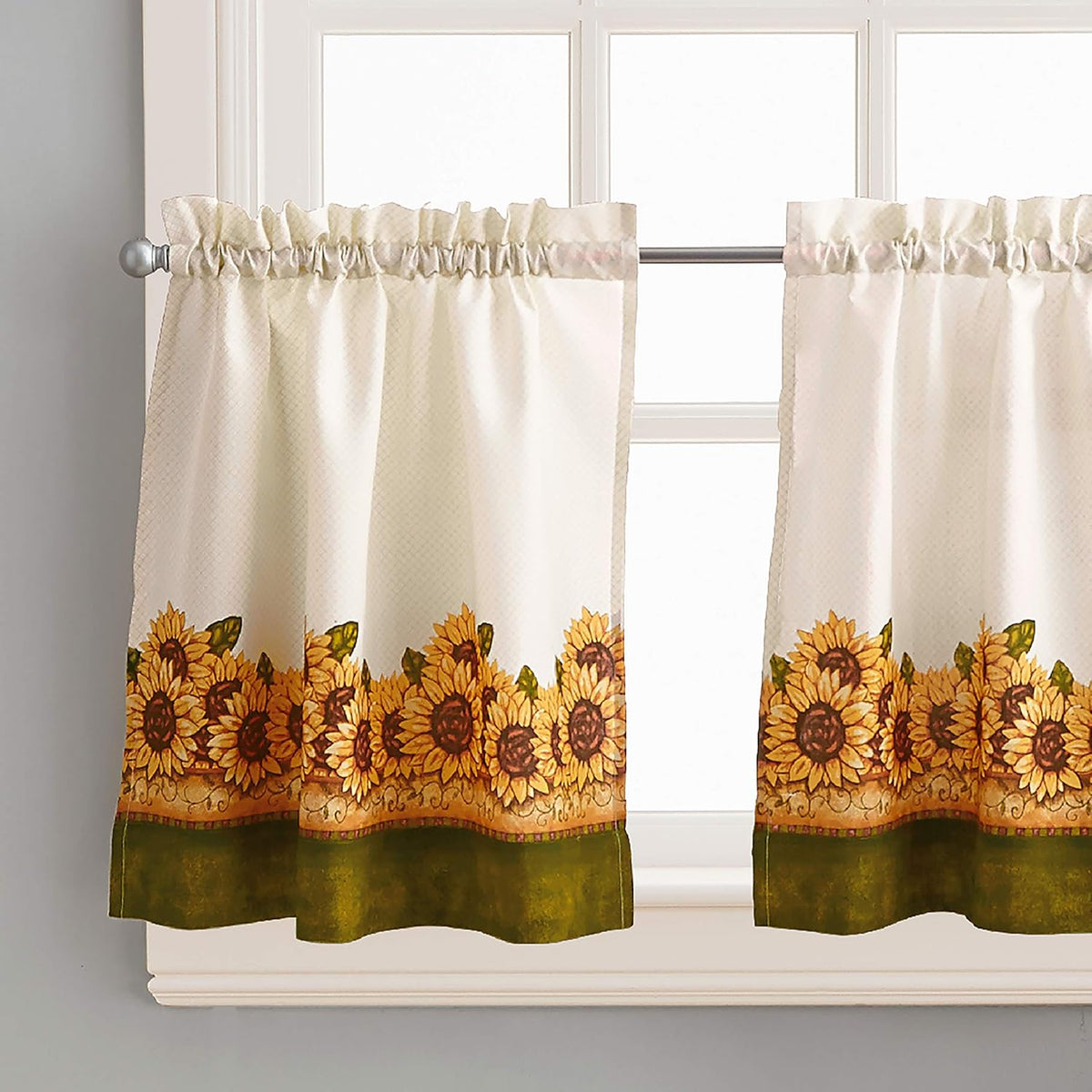 Curtainworks Sunflower Garden Tier & Valance Set, 56 x 36 Yellow, 3-Piece