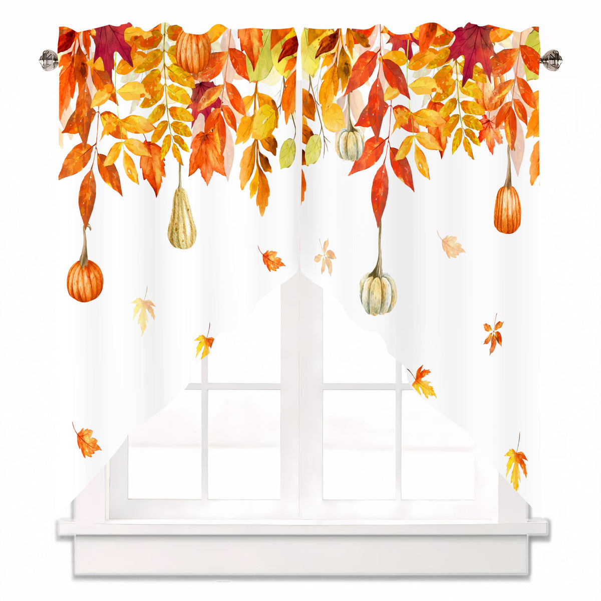 Sage Green Eucalyptus Leaves Swag Curtains 1 Pair, 28x36 in