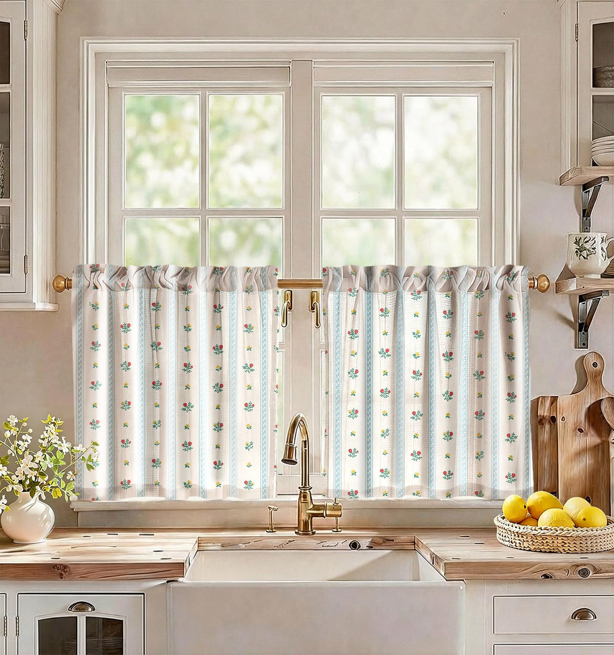 Miss Adola 36 Inch Length Kitchen Tier Curtains, Vintage Floral