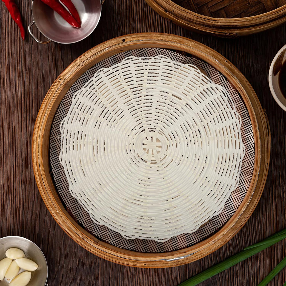2pcs Steamer Mat Food Grade PP Liner for Dumplings and Steamed Buns