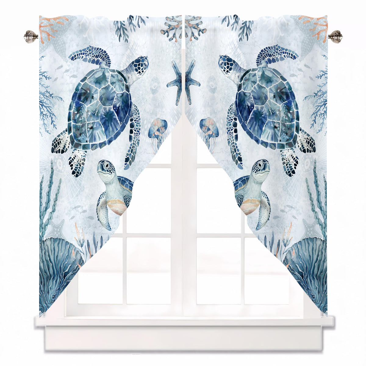 Sage Green Eucalyptus Leaves Swag Curtains 1 Pair, 28x36 in