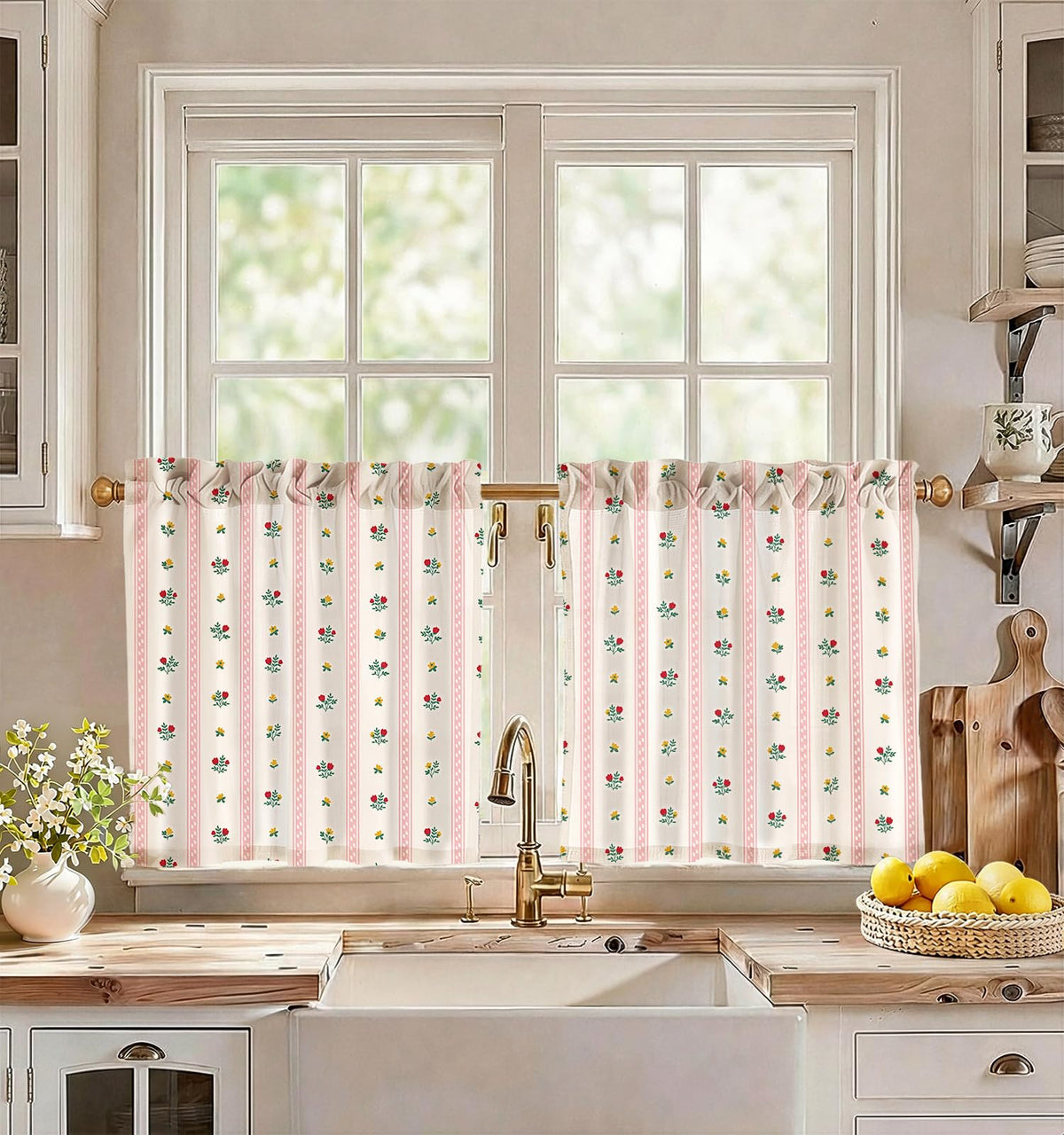Miss Adola 36 Inch Length Kitchen Tier Curtains, Vintage Floral