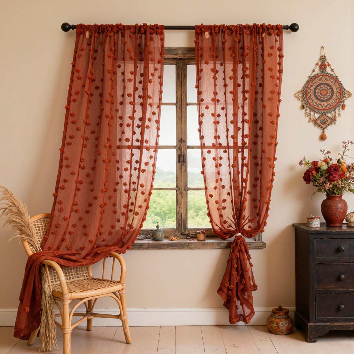 MYSKY HOME White Sheer Curtains 36 inch Length for Small Window,2 Panels