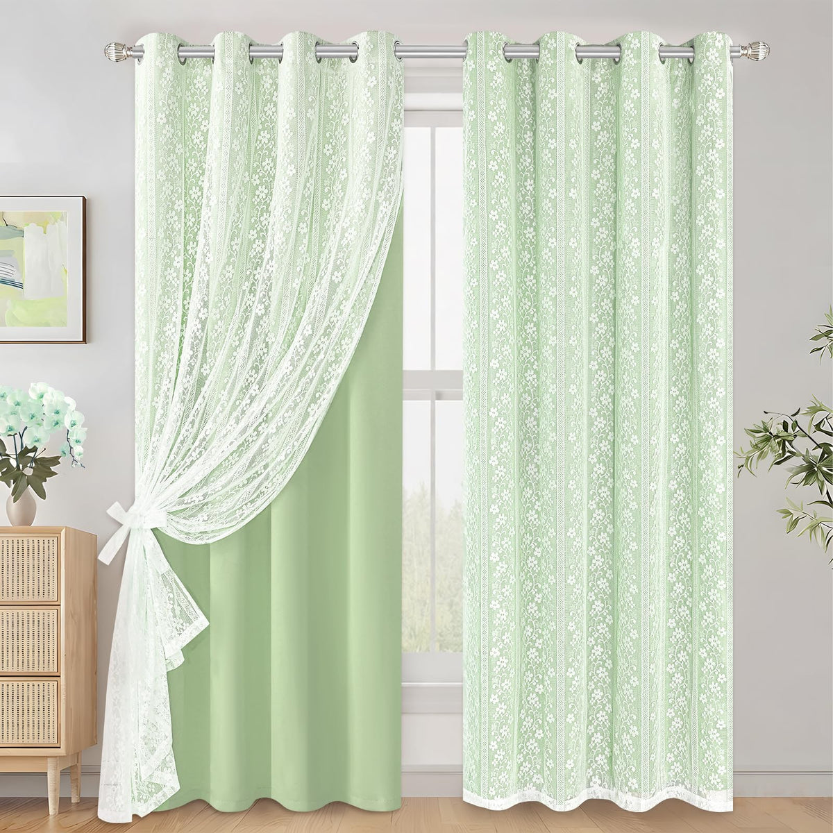ASPMIZ Linen Kitchen Curtains 36 Inch Length, Double Layered Window Curtain 2 Panel Sets Rod Pocket Short Curtains for Kitchen, Farmhouse Window Treatment Tiers for Bathroom, Cafe, Beige