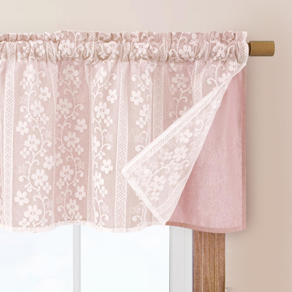 ASPMIZ Linen Kitchen Curtains 36 Inch Length, Double Layered Window Curtain 2 Panel Sets Rod Pocket Short Curtains for Kitchen, Farmhouse Window Treatment Tiers for Bathroom, Cafe, Beige