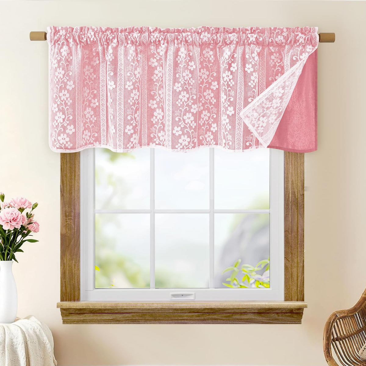 ASPMIZ Linen Kitchen Curtains 36 Inch Length, Double Layered Window Curtain 2 Panel Sets Rod Pocket Short Curtains for Kitchen, Farmhouse Window Treatment Tiers for Bathroom, Cafe, Beige