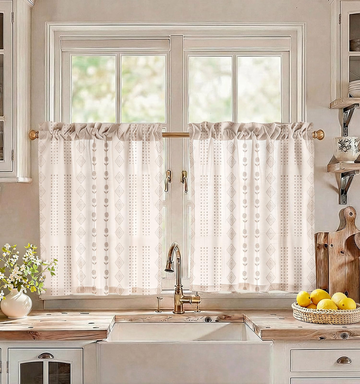 Miss Adola 36 Inch Length Kitchen Tier Curtains, Vintage Floral