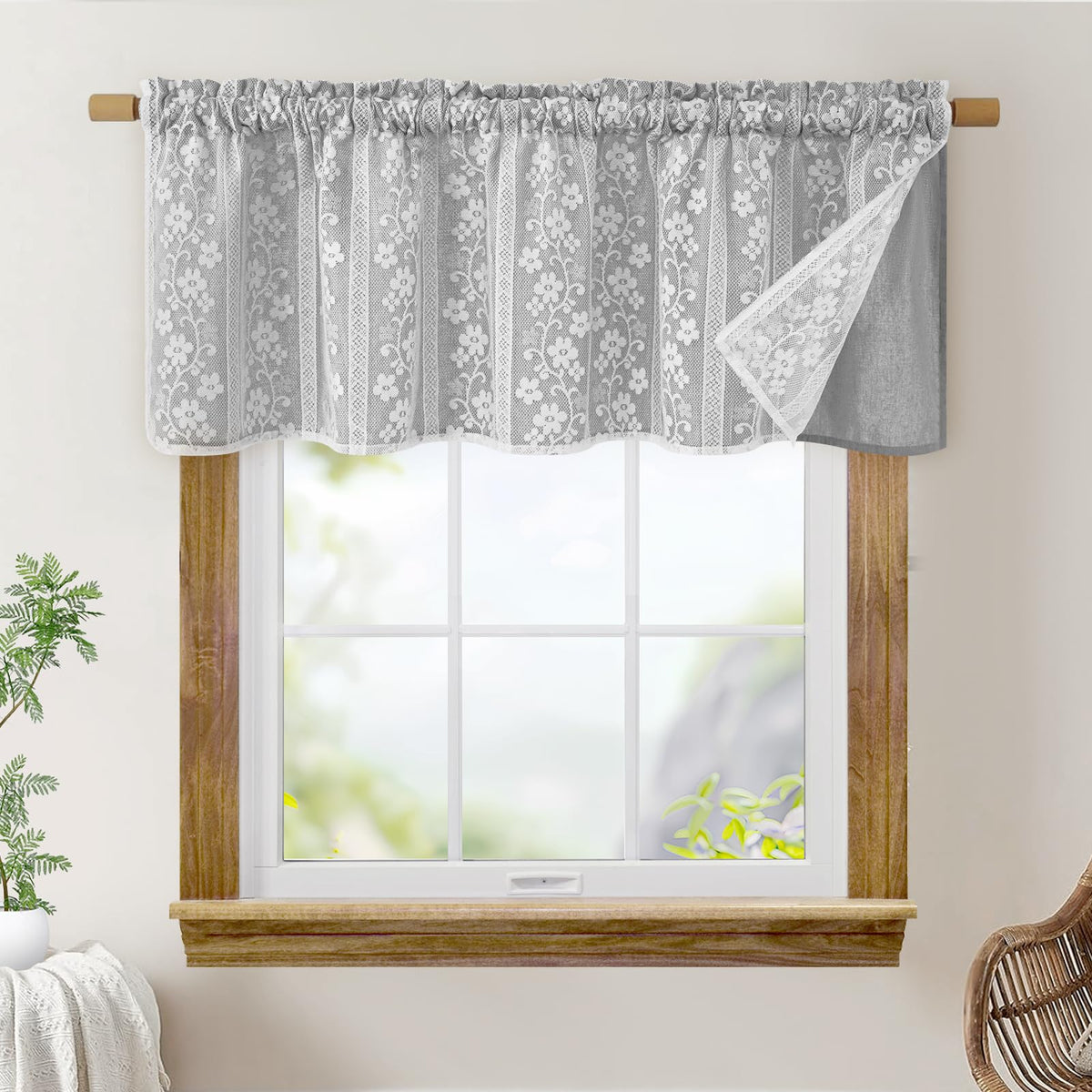 ASPMIZ Linen Kitchen Curtains 36 Inch Length, Double Layered Window Curtain 2 Panel Sets Rod Pocket Short Curtains for Kitchen, Farmhouse Window Treatment Tiers for Bathroom, Cafe, Beige