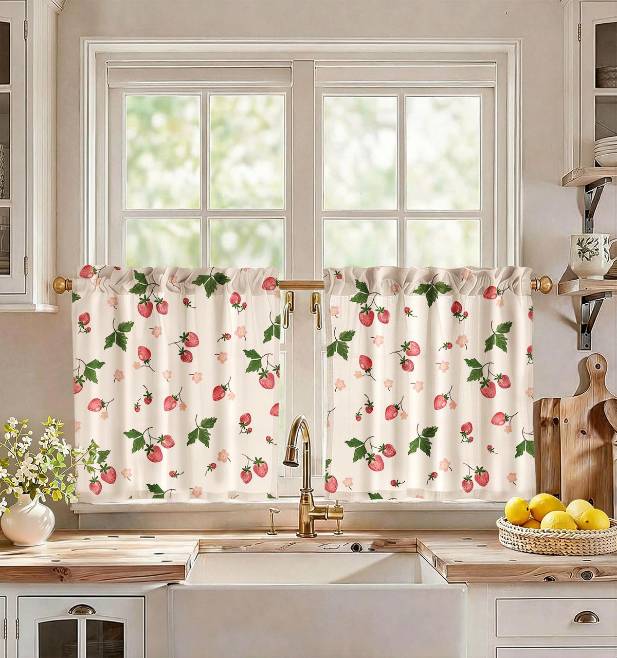 Miss Adola 36 Inch Length Kitchen Tier Curtains, Vintage Floral