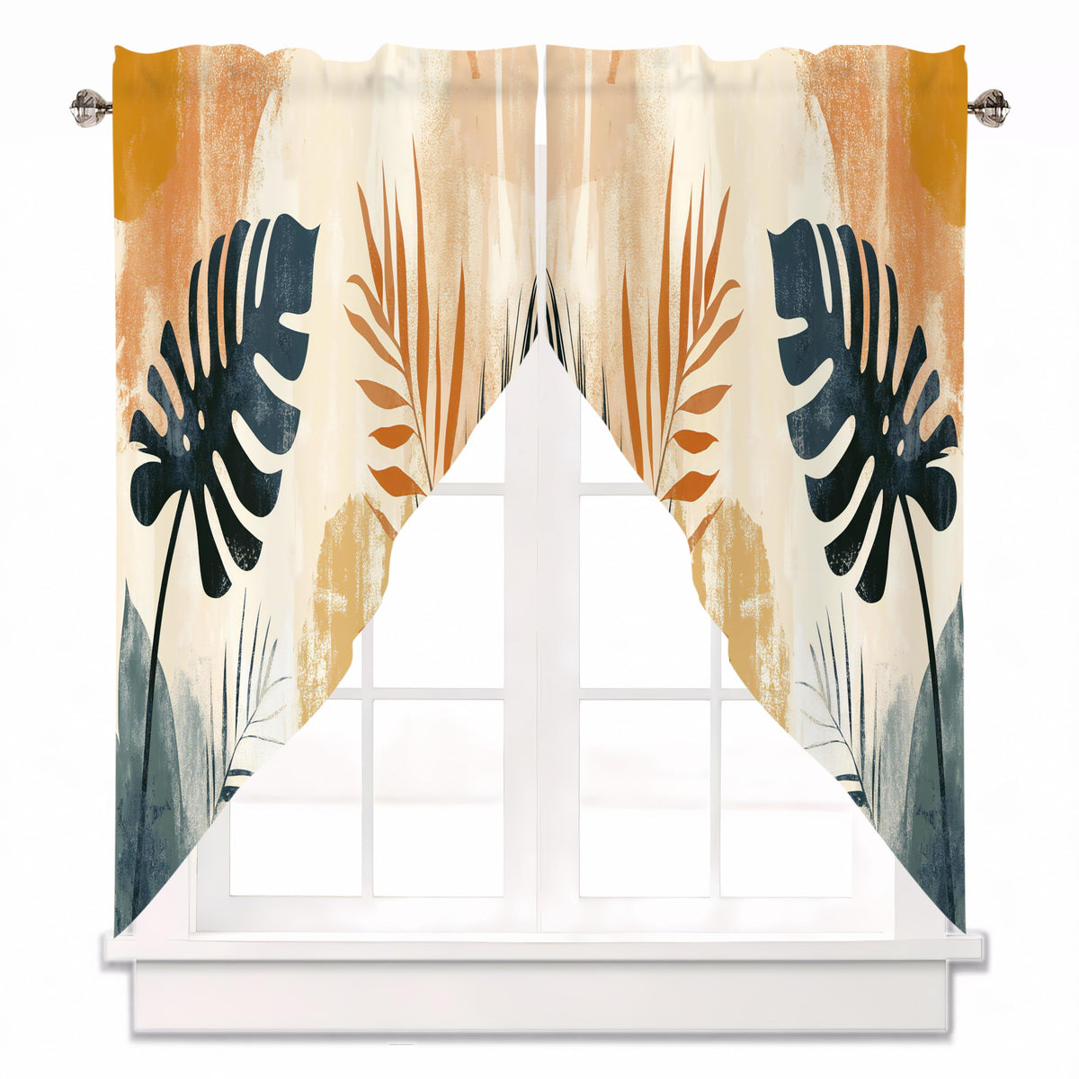 Sage Green Eucalyptus Leaves Swag Curtains 1 Pair, 28x36 in