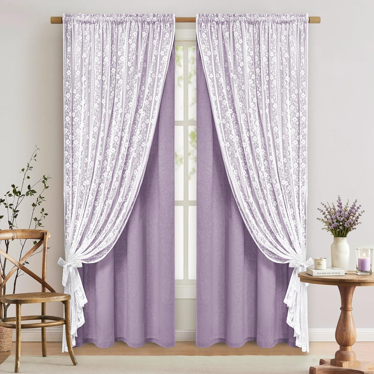 ASPMIZ Linen Kitchen Curtains 36 Inch Length, Double Layered Window Curtain 2 Panel Sets Rod Pocket Short Curtains for Kitchen, Farmhouse Window Treatment Tiers for Bathroom, Cafe, Beige