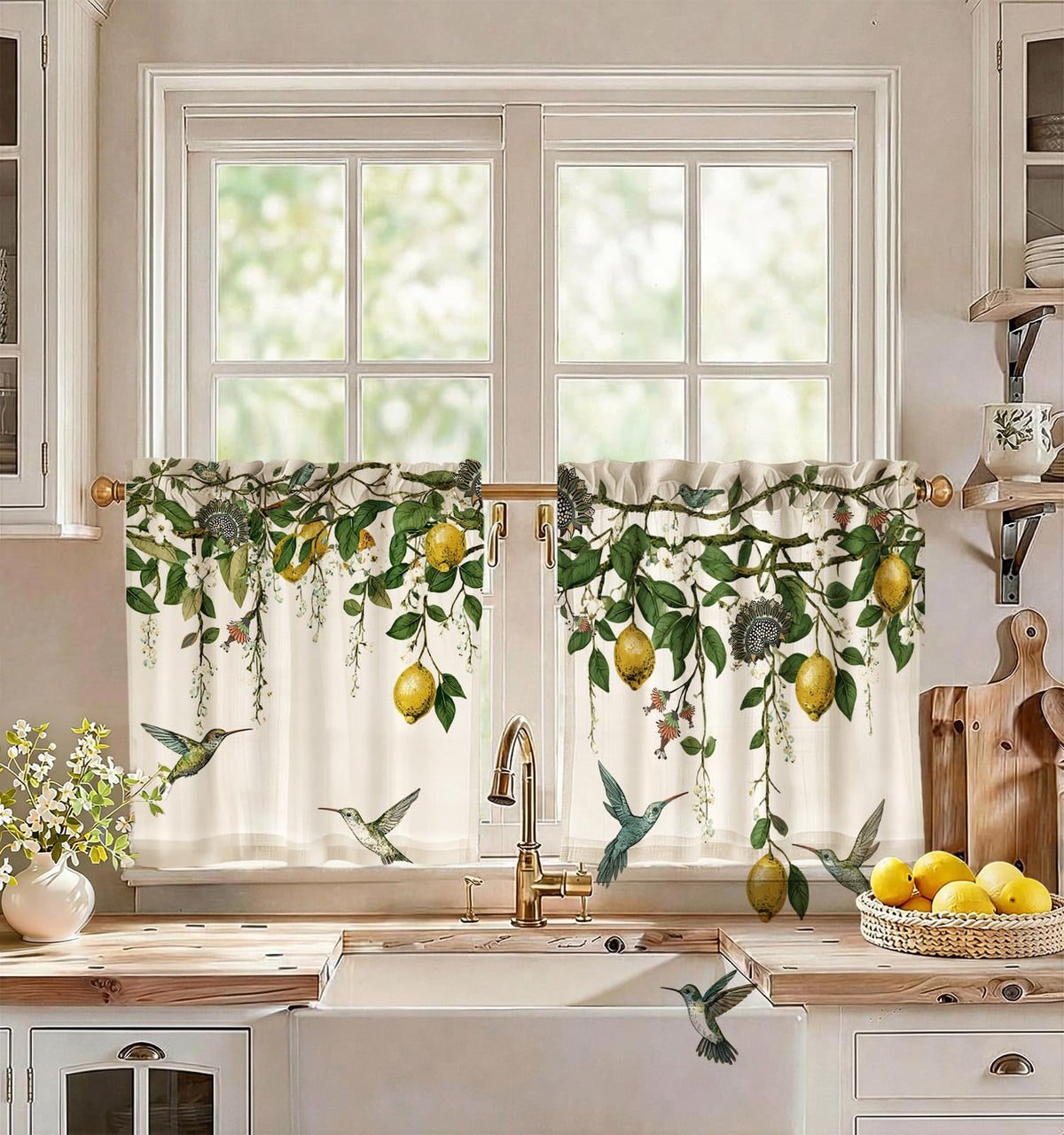 Miss Adola 36 Inch Length Kitchen Tier Curtains, Vintage Floral