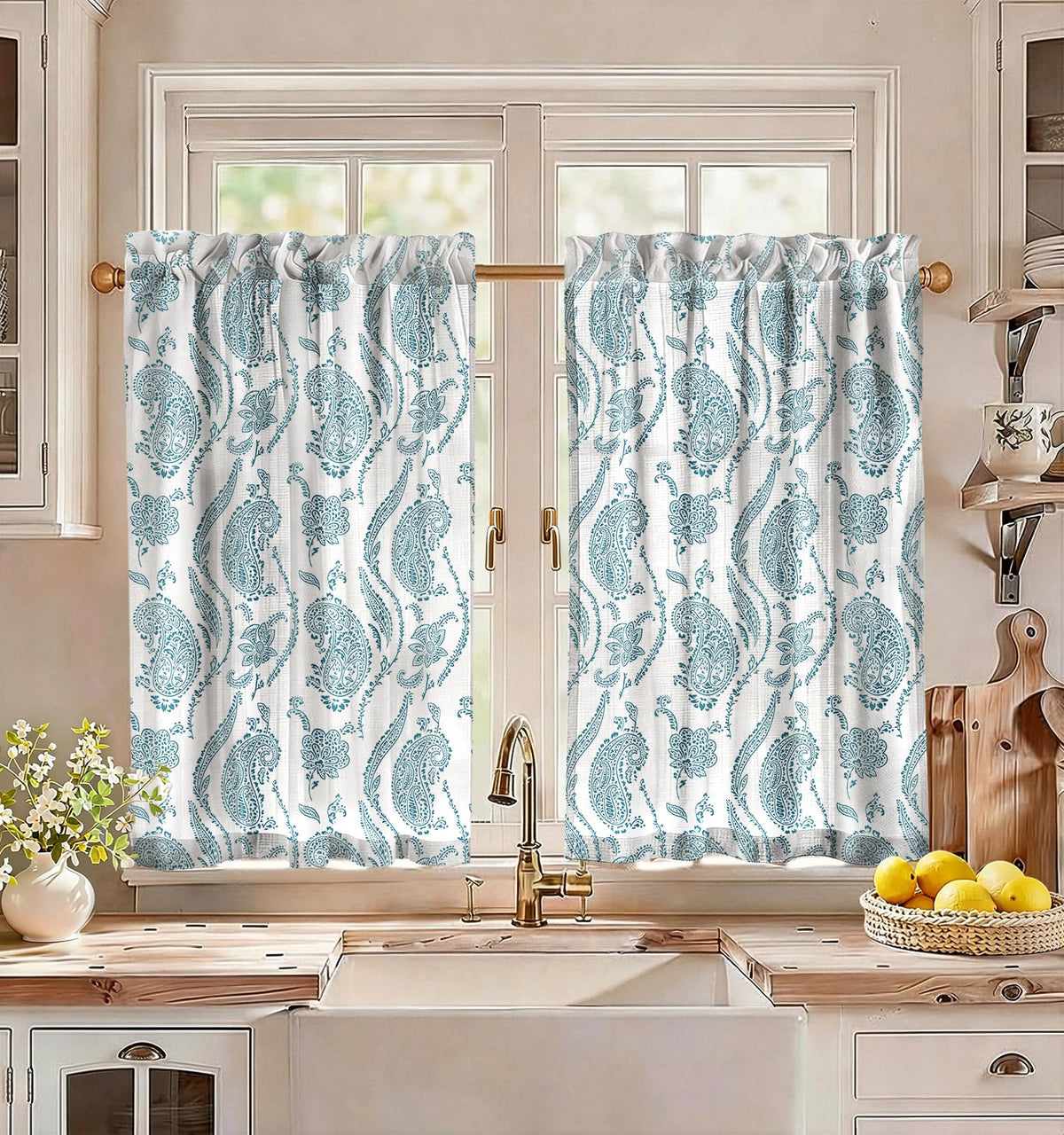 Miss Adola 36 Inch Length Kitchen Tier Curtains, Vintage Floral