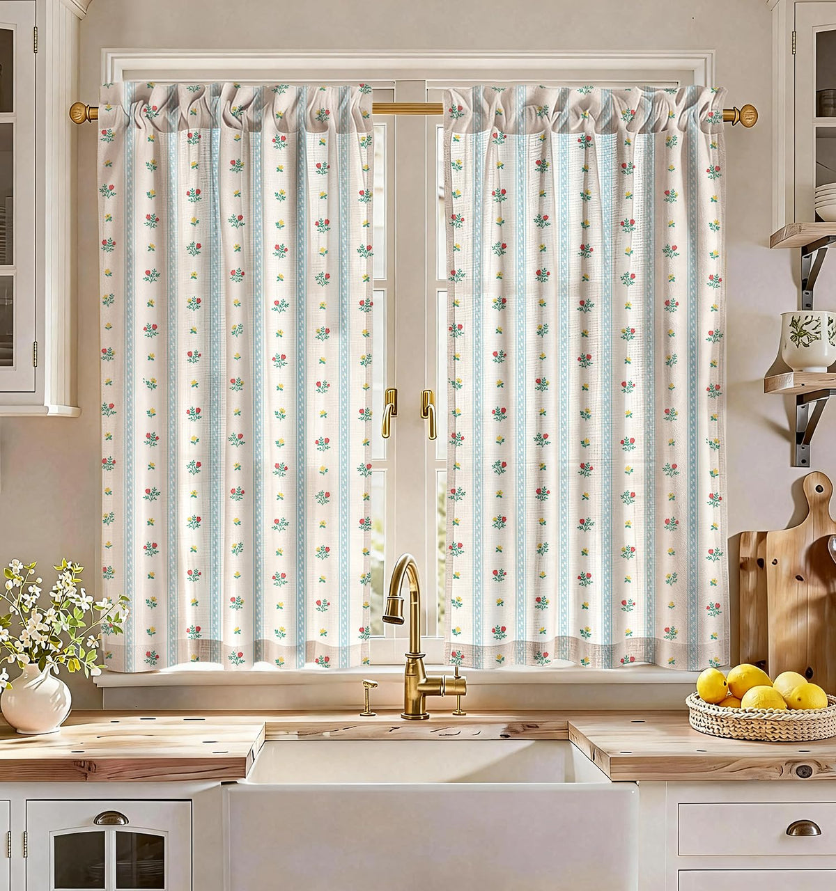 Miss Adola 36 Inch Length Kitchen Tier Curtains, Vintage Floral