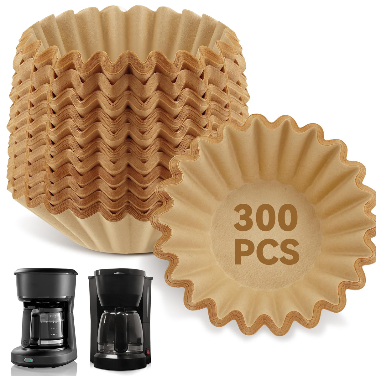 300 Pcs Unbleached 5 Cup Coffee Filter for Mr Coffee Maker Black and Decker