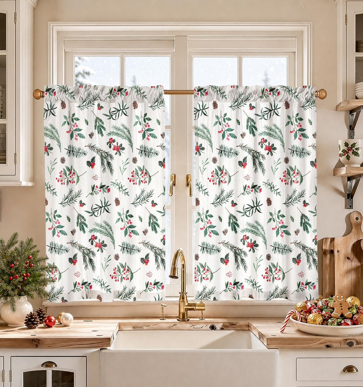 Miss Adola 36 Inch Length Kitchen Tier Curtains, Vintage Floral