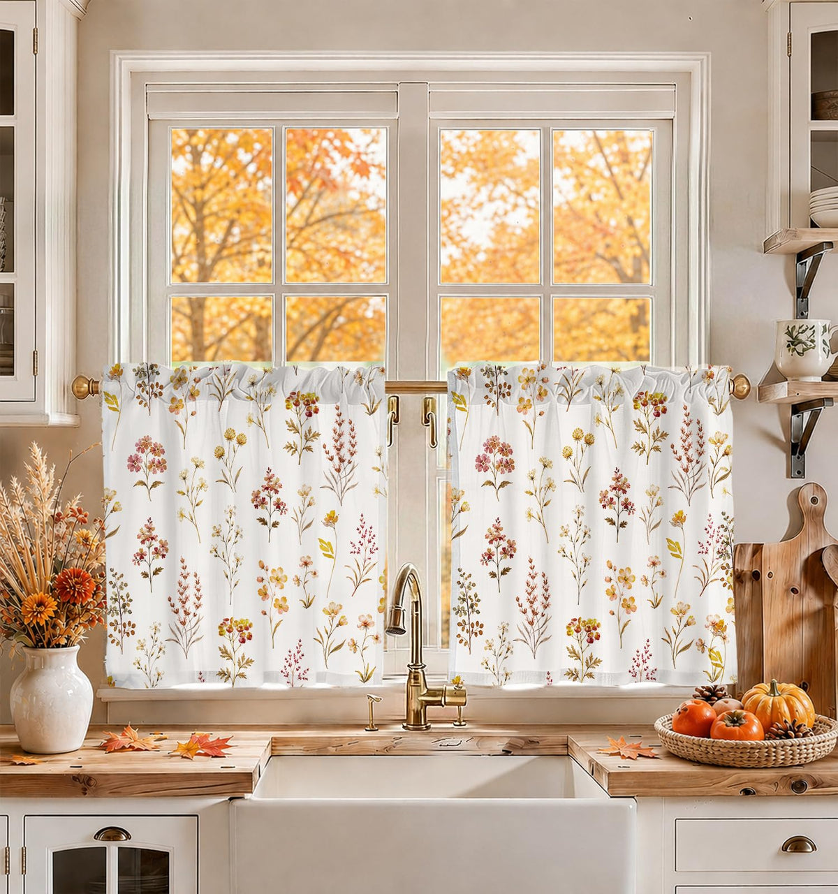 Miss Adola 36 Inch Length Kitchen Tier Curtains, Vintage Floral