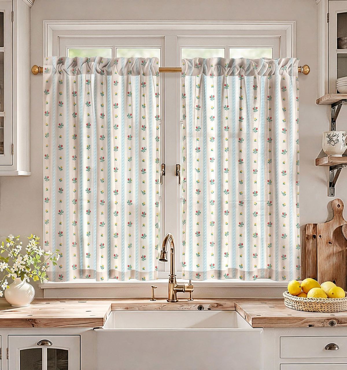 Miss Adola 36 Inch Length Kitchen Tier Curtains, Vintage Floral