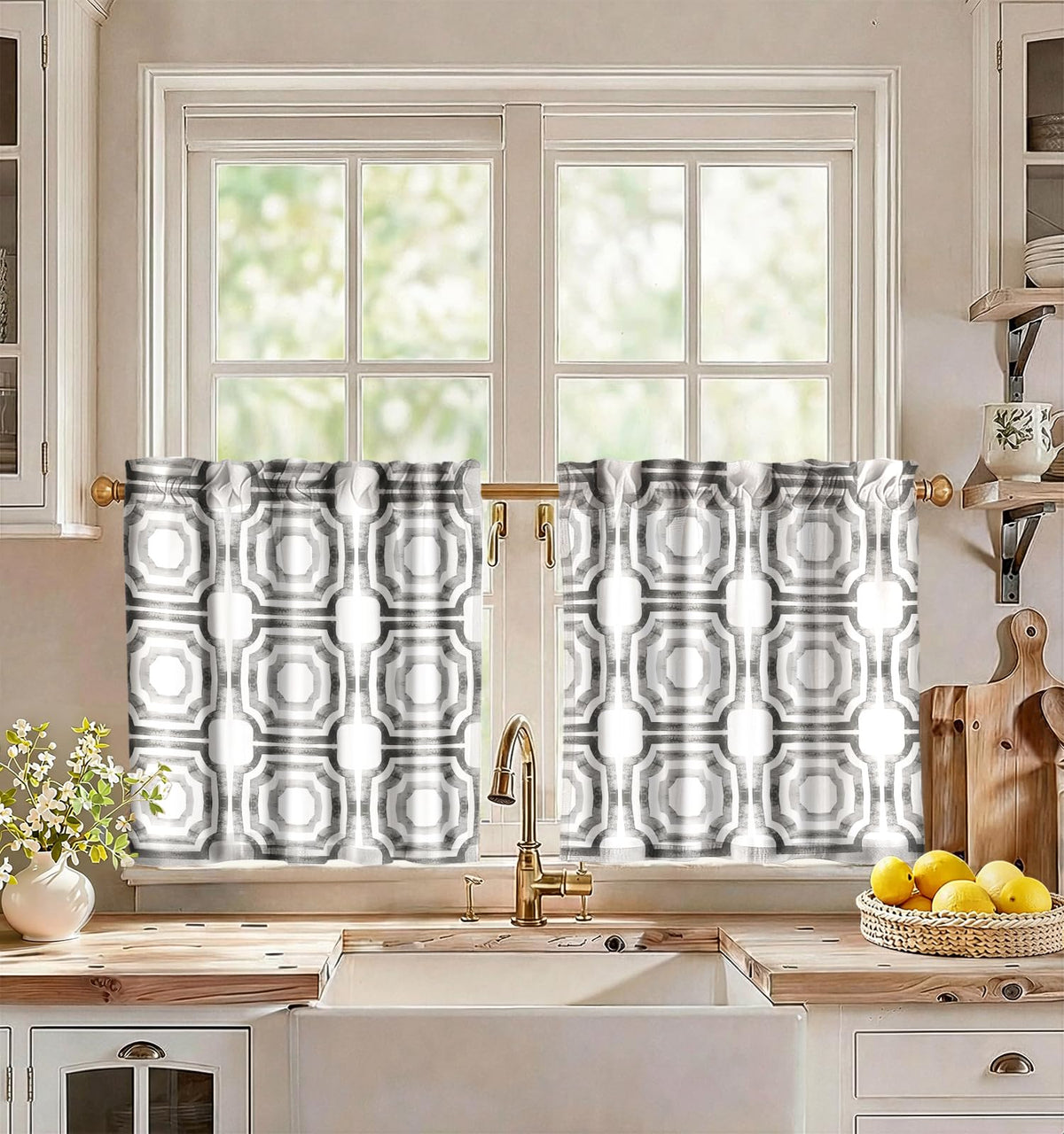 Miss Adola 36 Inch Length Kitchen Tier Curtains, Vintage Floral