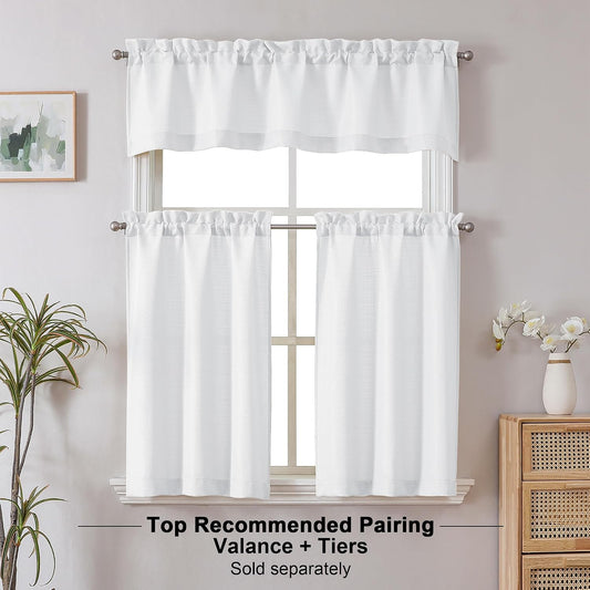 Chyhomenyc 2 Panels White Kitchen Curtains 36 Inch Length Tier Curtain