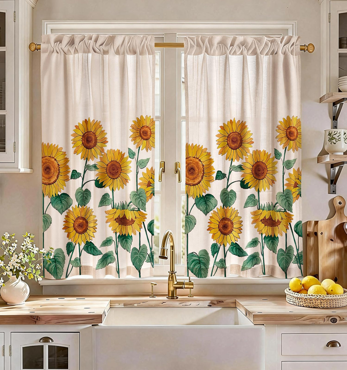 Miss Adola 36 Inch Length Kitchen Tier Curtains, Vintage Floral