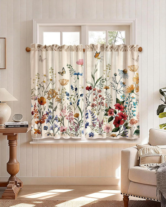 Miss Adola 36 Inch Length Kitchen Tier Curtains, Vintage Floral