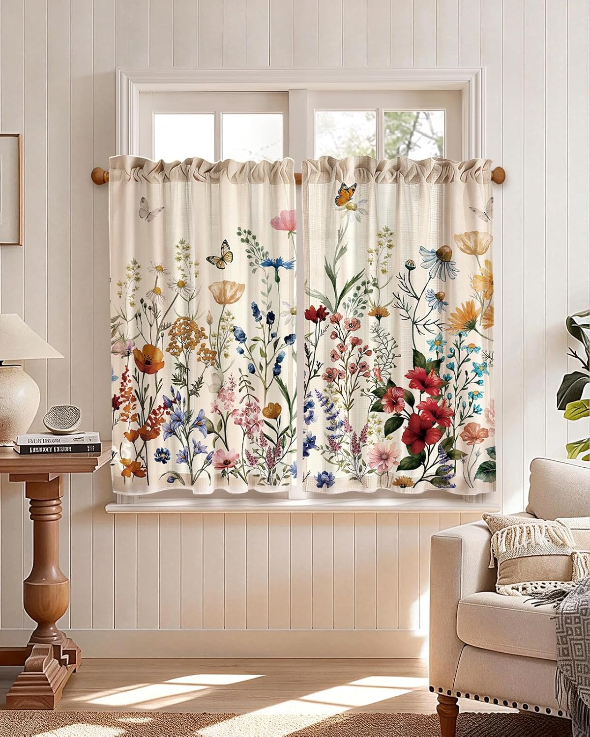 Miss Adola 36 Inch Length Kitchen Tier Curtains, Vintage Floral