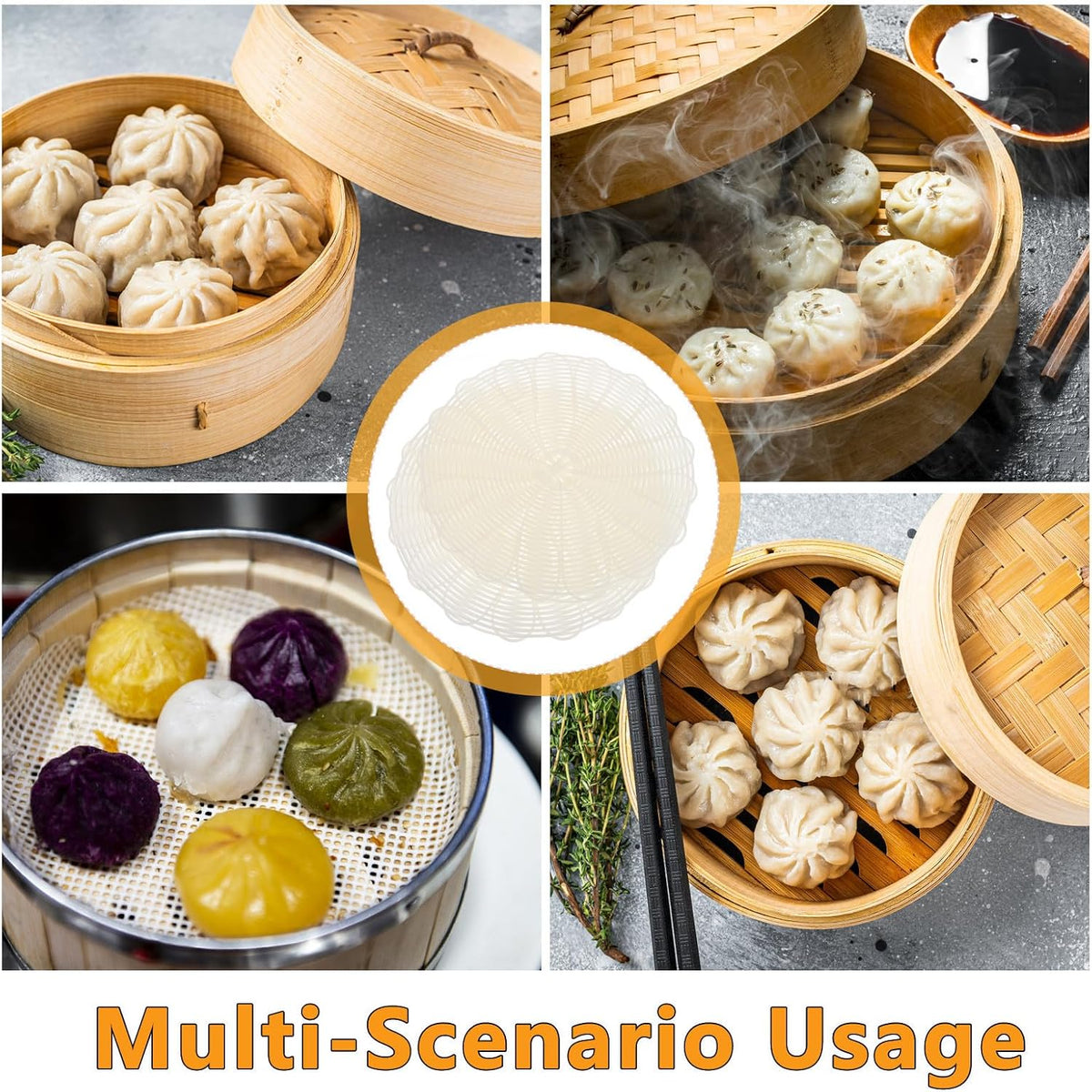 2pcs Steamer Mat Food Grade PP Liner for Dumplings and Steamed Buns