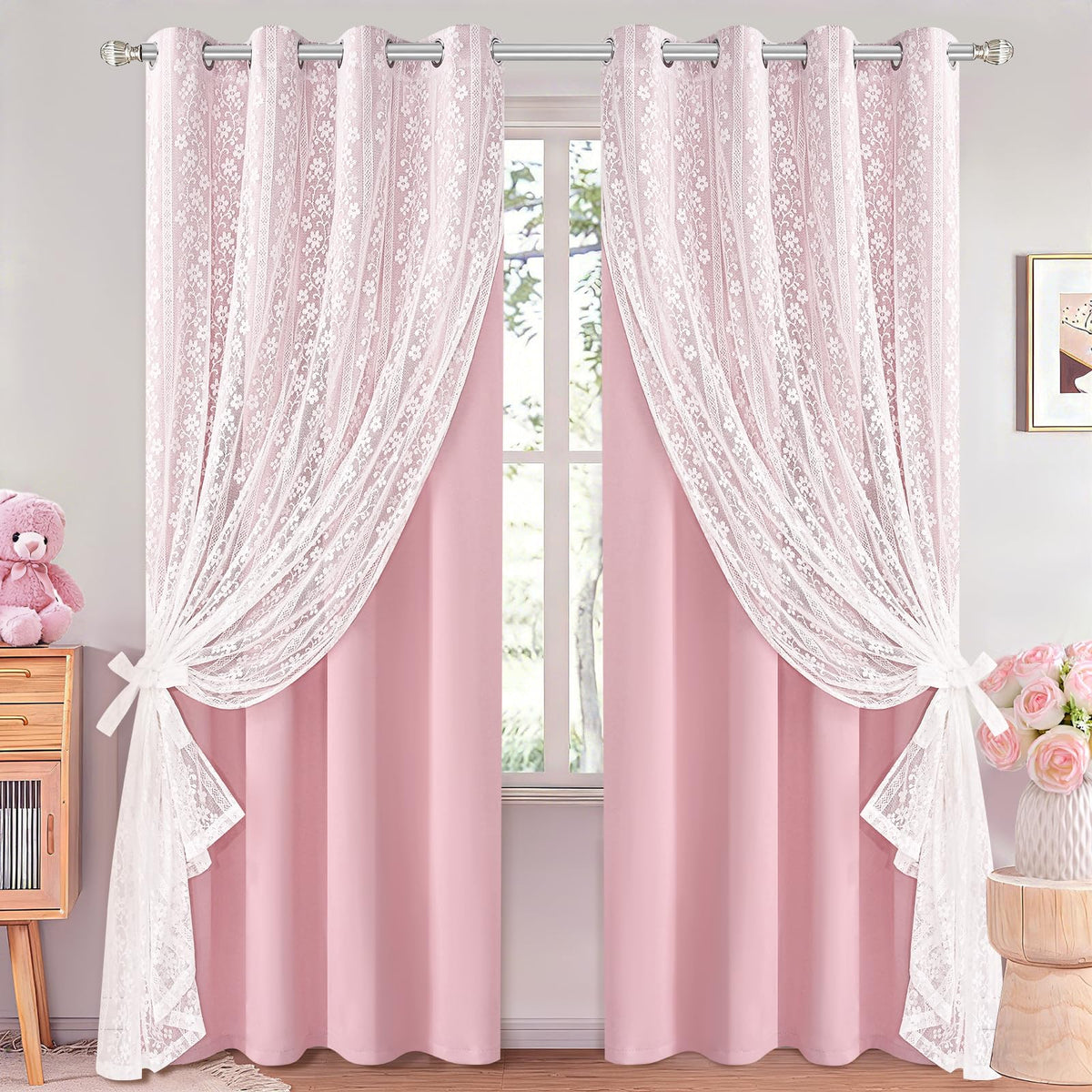 ASPMIZ Linen Kitchen Curtains 36 Inch Length, Double Layered Window Curtain 2 Panel Sets Rod Pocket Short Curtains for Kitchen, Farmhouse Window Treatment Tiers for Bathroom, Cafe, Beige