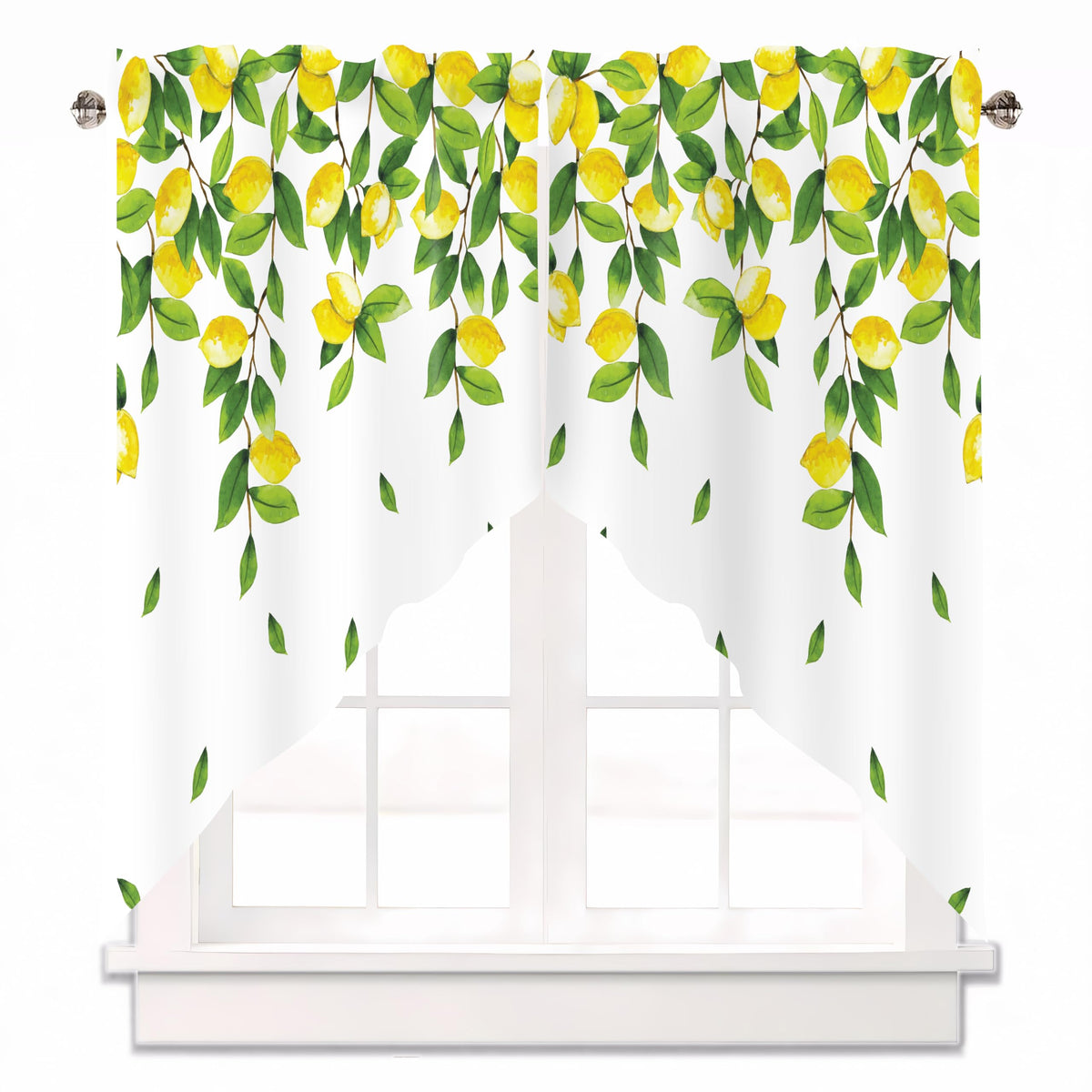 Sage Green Eucalyptus Leaves Swag Curtains 1 Pair, 28x36 in