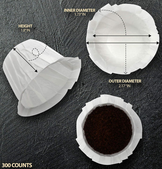 Disposable Coffee Filters for K Cup, 300 Count Single Serve Coffee Filters Compatible with Keurig 1.0 & 2.0 Reusable K Cups, Easy Cleanup Paper Filters for Coffee Pod Brewers