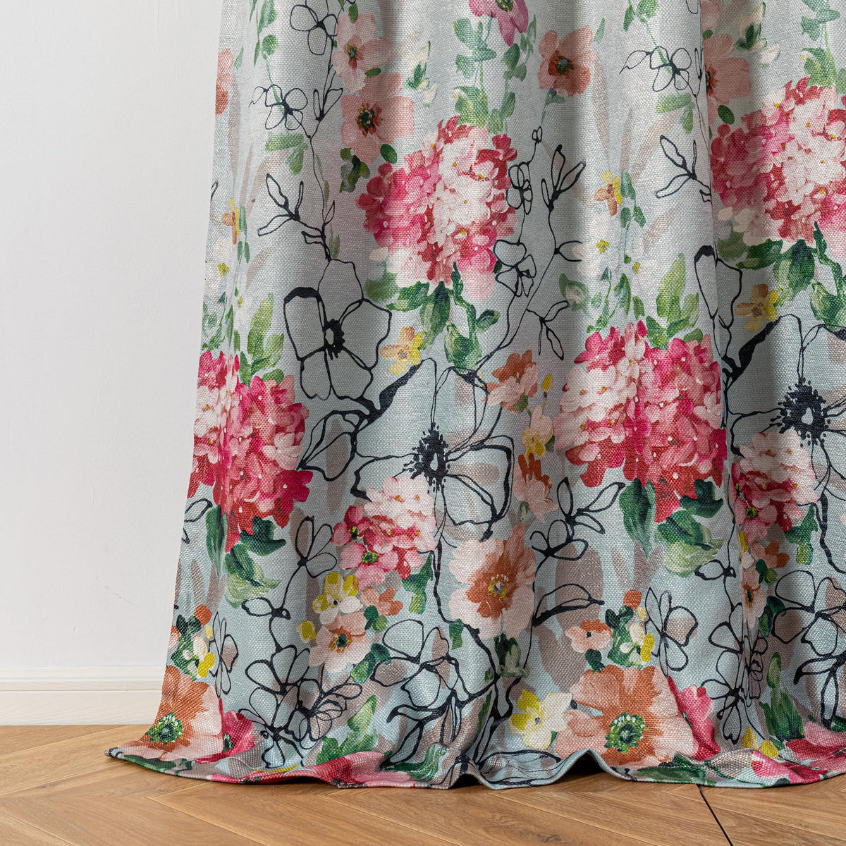 MYSKY HOME Floral Blackout Curtains 45 inch Length 2 Panels Yellow and Blue
