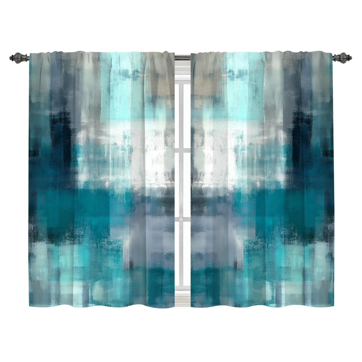 Worltoldb Black Grey Kitchen Curtains Cafe Curtains for Bathroom Dining Room Living Room Pocket Window Drapes 2 Panels Set 28"x36"