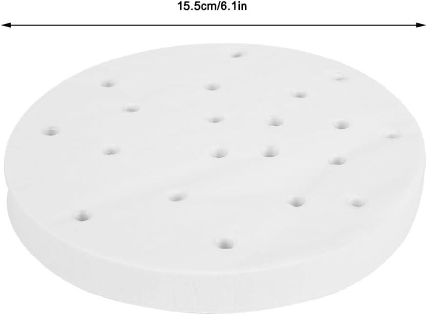 Limen 400Pcs Steamer Cooking Paper Liners, Nonstick Silicone Oil Paper Sheets Under Steam Mat Liners for Buns Dumplings Kitchen Use, White 6.1 Inch