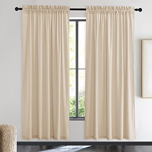 NICETOWN Black Out Velvet Curtains 63 inches Long for Kitchen