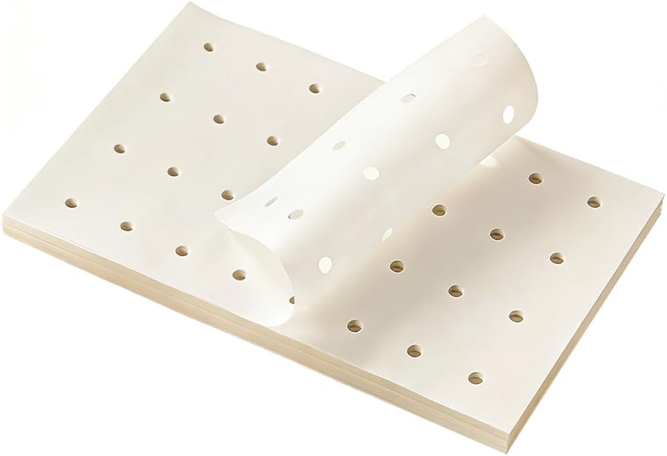 100 Pcs Steamer Liner, Perforated Disposable Steamer Paper, Food-Grade Non-Stick Parchment Liners for Steaming Buns, Dumplings Steamer Mats for Steam Pots (7.87"×11.8")