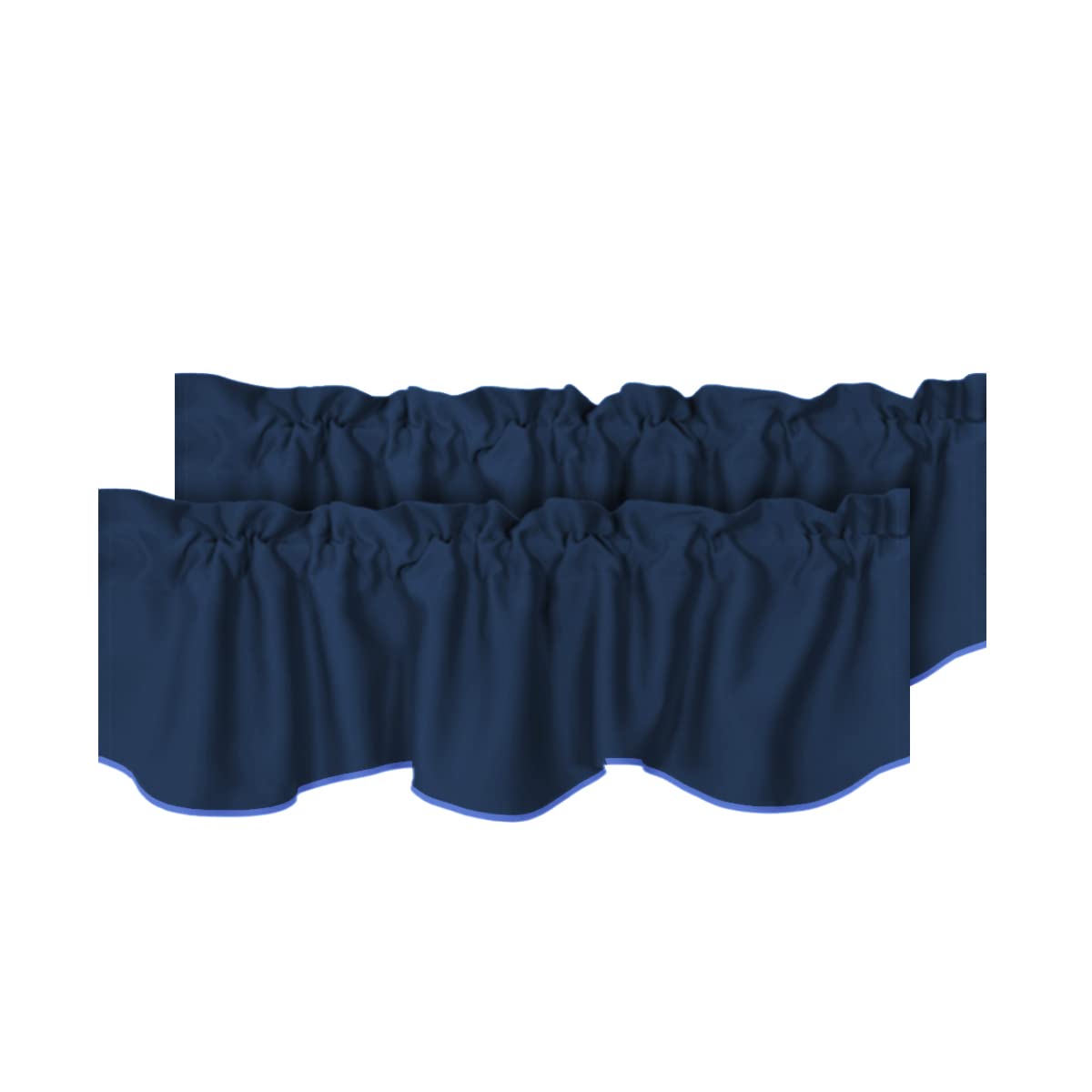 H.VERSAILTEX 2 Panels Blackout Curtain Valances for Kitchen Windows/Living Room/Bathroom Privacy Protection Rod Pocket Decoration Scalloped Window Valance Curtains, 52" W x 18" L, Black