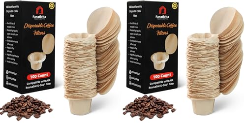 Fanativita 300ct K Cup Coffee Filters with Genius Lid, Unbleached