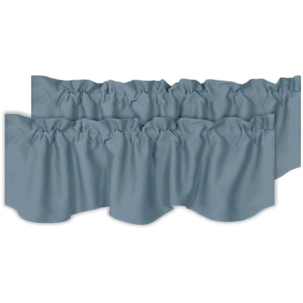 H.VERSAILTEX 2 Panels Blackout Curtain Valances for Kitchen Windows/Living Room/Bathroom Privacy Protection Rod Pocket Decoration Scalloped Window Valance Curtains, 52" W x 18" L, Black