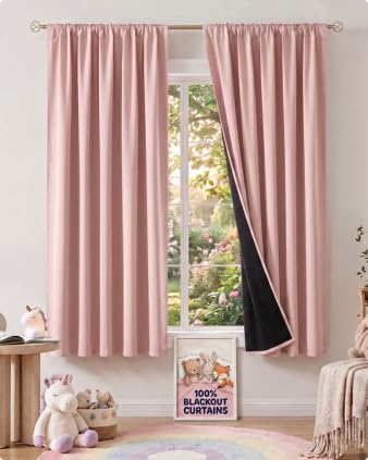 NICETOWN 100% Black Out Kitchen Curtains 36 Inch Length, W52xL36, 2 Panels