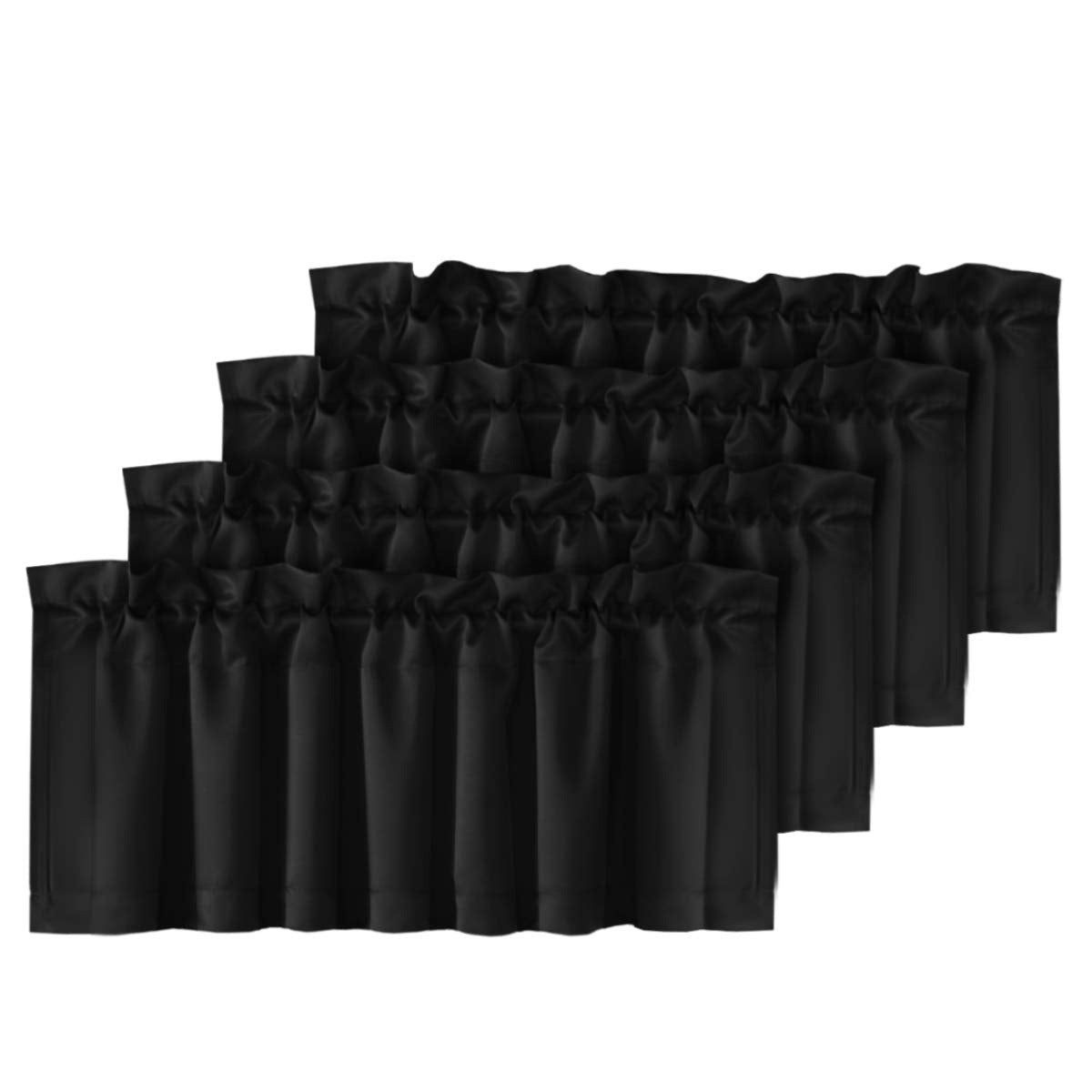 H.VERSAILTEX 2 Panels White Valance for Windows, Natural Blackout Curtains Valances for Small Windows/Living Room/Bedroom/Bathroom Rod Pocket 52" W x 18" L, Pure White，2 Packs