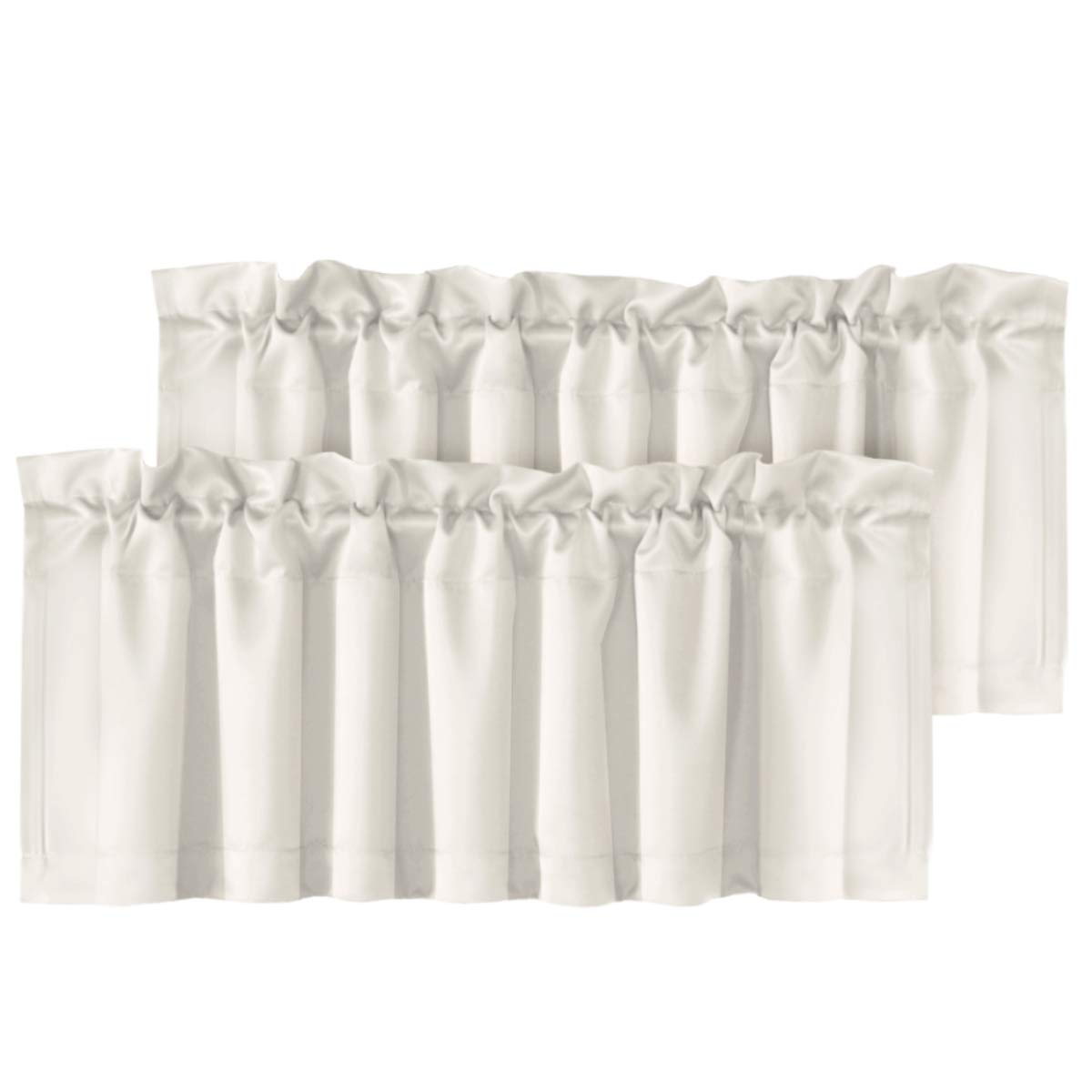 H.VERSAILTEX 2 Panels White Valance for Windows, Natural Blackout Curtains Valances for Small Windows/Living Room/Bedroom/Bathroom Rod Pocket 52" W x 18" L, Pure White，2 Packs