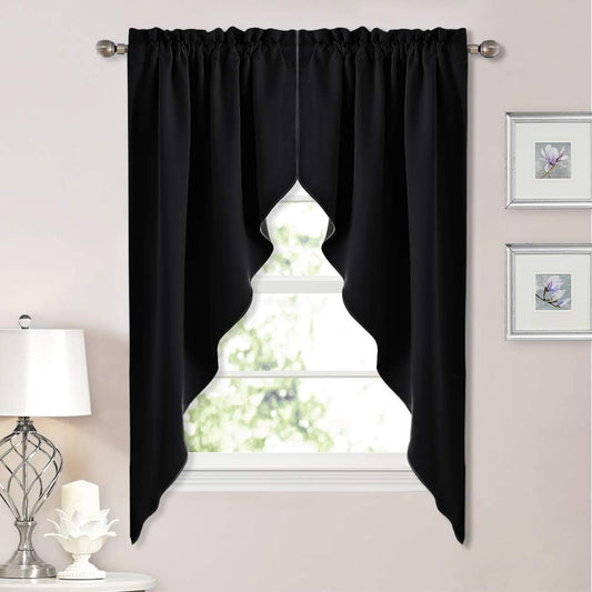NICETOWN Burgundy Swag Curtains for Kitchen Over Sink 36 x 63 inches Long