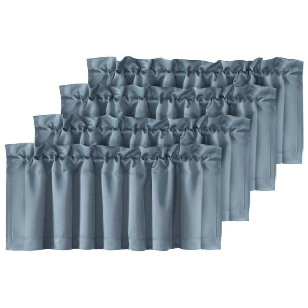 H.VERSAILTEX 2 Panels White Valance for Windows, Natural Blackout Curtains Valances for Small Windows/Living Room/Bedroom/Bathroom Rod Pocket 52" W x 18" L, Pure White，2 Packs